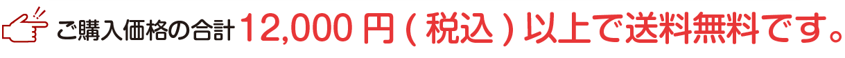 ご購入価格の合計12,000円（税込）以上で送料無料です。