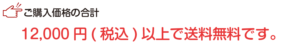 ご購入価格の合計12,000円（税込）以上で送料無料です。